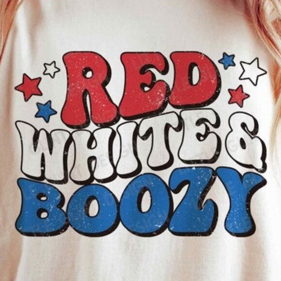 Red White and Boozy Shirt, 4th of July Graphics Tee - Picture 2 of 3